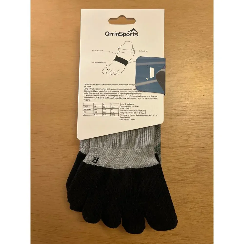 New Unisex 5 Toe Sports Compression Socks Over calf Gray Green Blue size Small